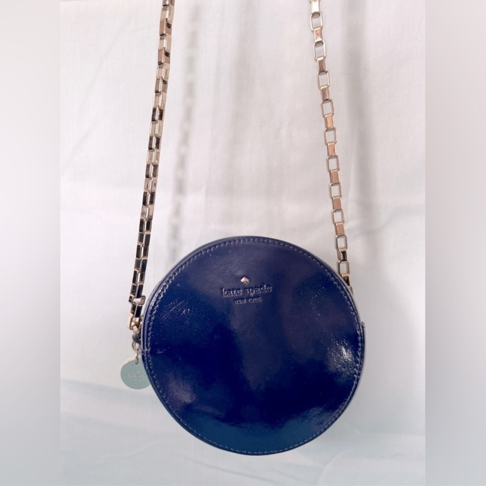 Kate Spade Get Out Of Town Blue Patent Round Crossbody Bag - Picture 7 of 7